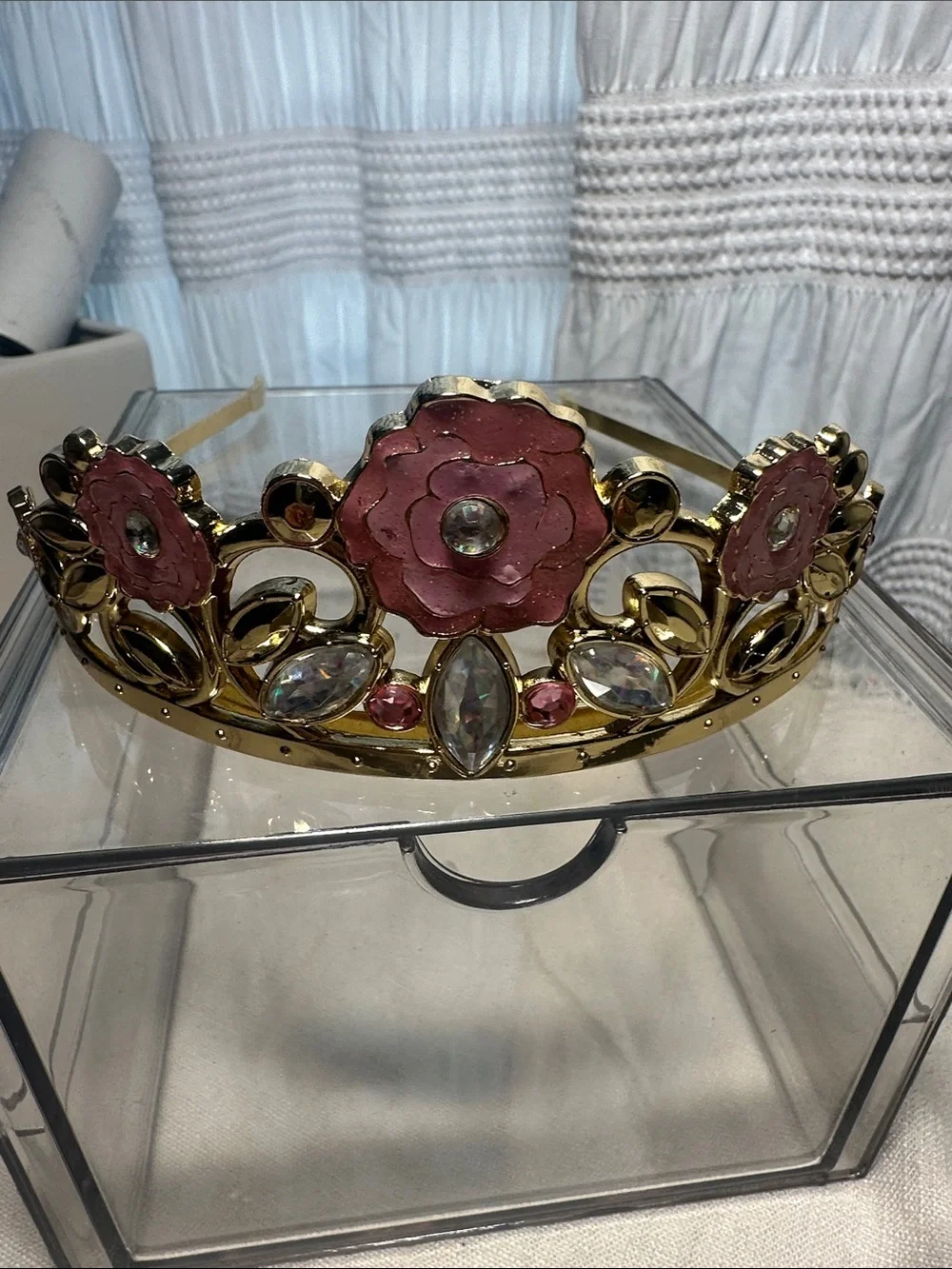 Gold and Pink Floral Tiara Metal Headband from Disney Parks NWT